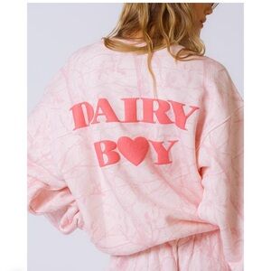 🐮 Dairy Boy Bubblegum Camo Crewneck - Hot Pink Puff